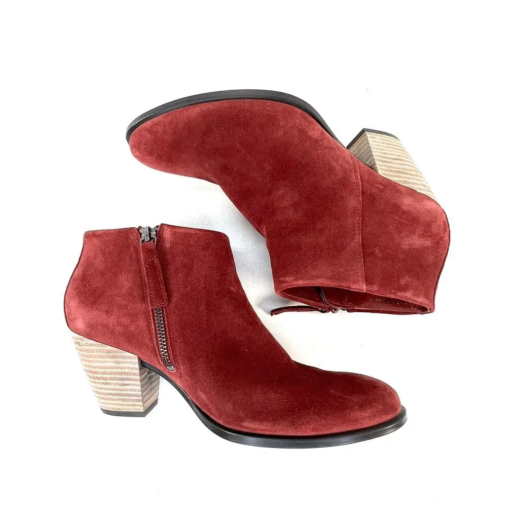 ECCO Women's Shape Western Ankle Boot Hydromax Fashion Syrah Suede EU40 US9-9.5
